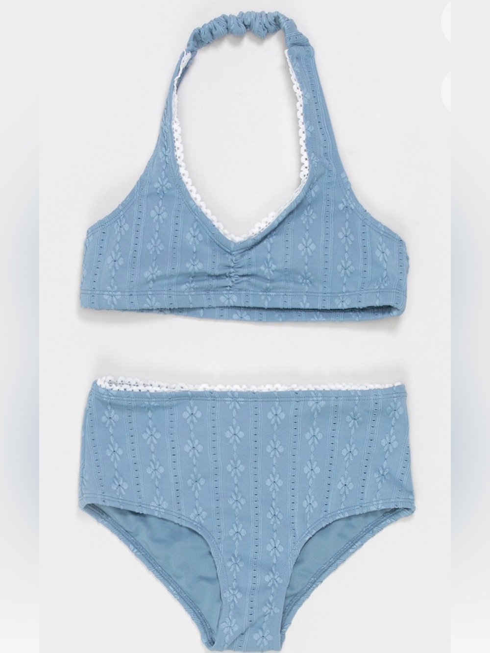 Blue Two-Piece Classic halter Style Swimsuit